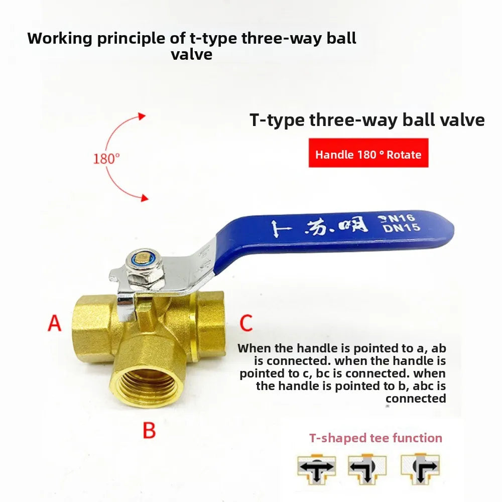 BSP Brass 3-Way Ball Valve T-Port L-Port | 1/4" to 1" Sizes