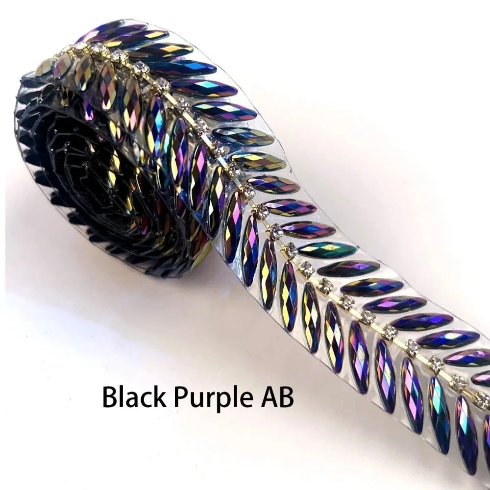 Iron-On Rhinestone Ribbon Trim 1 Yard | DIY Crystal Decoration