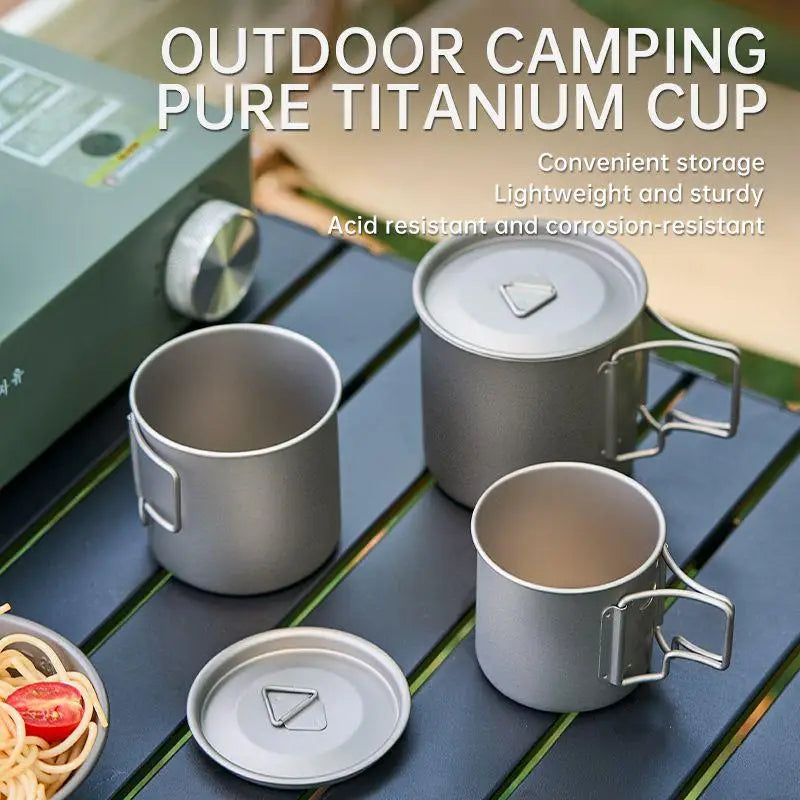 Pure Titanium Folding Cup – Lightweight Outdoor Camping Mug with Foldable Handle Peaceful Pleasures Health and Wellness