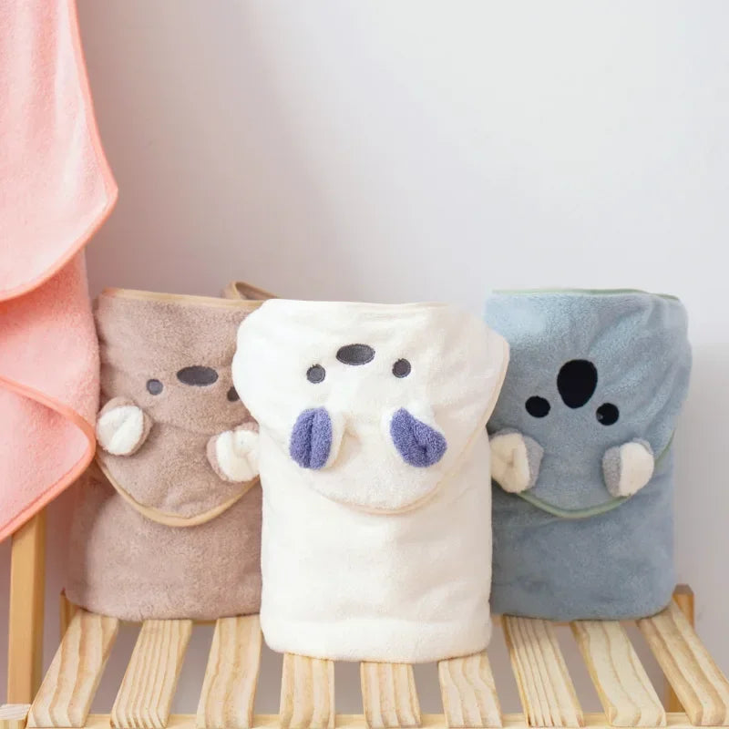 Hooded Baby Bath Towel | Soft Velvet Newborn Swaddle Blanket