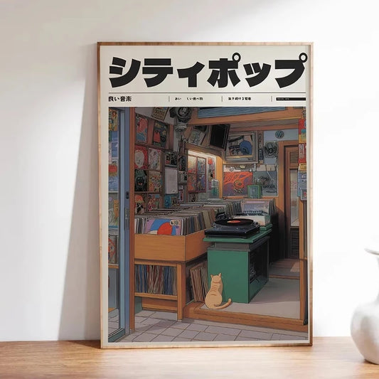 Retro Japanese Y2K Anime 1990s Canvas Wall Art Poster Canvas Wall Art Peaceful Pleasures Health and Wellness G3698 21x30cm White Framed