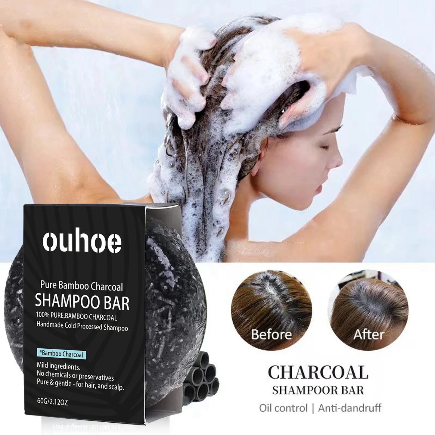 Bamboo Charcoal Shampoo Soap Deep Clean The Scalp Create Dark And Thick Hair Improve Dryness Hair Nourish Charcoal Shampoo Soap Peaceful Pleasures Health and Wellness
