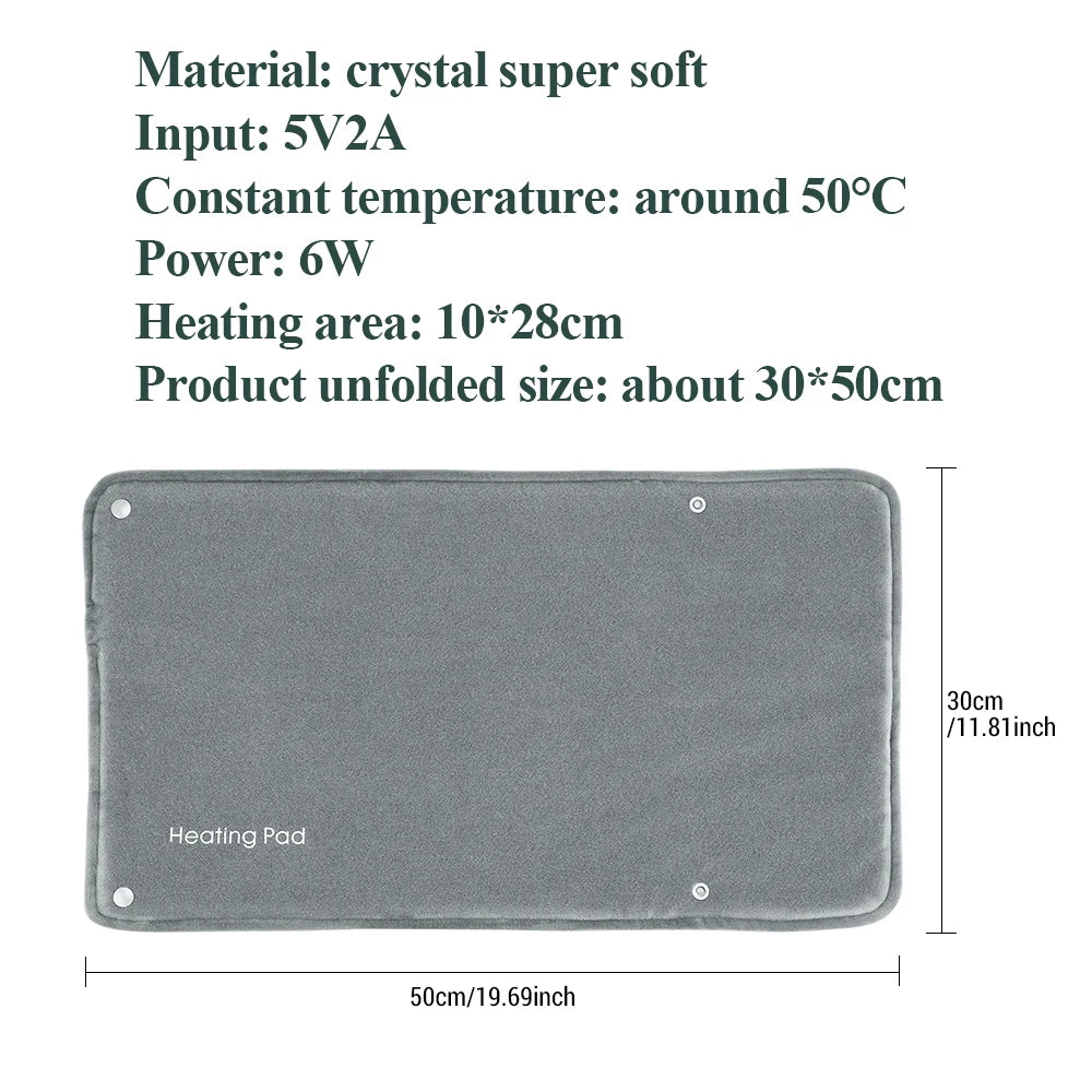 Electric Hand Warmer Portable Ultra-Soft Heating Pad Office/Travel Energy Saving USB Charging Home Graphene Abdomen Warming Pad Peaceful Pleasures Health and Wellness TYPE 1