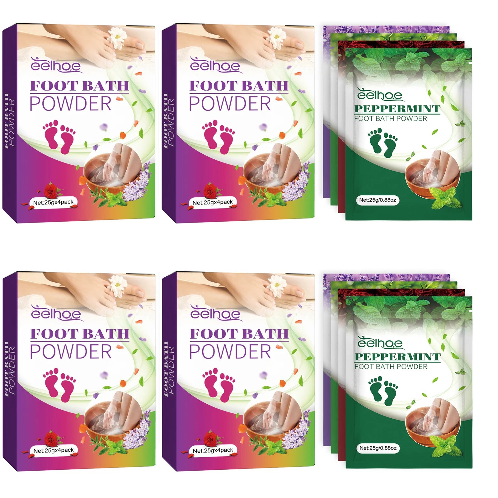 Foot Bath Salt Quickly Removing Dead Skin Soften Cuticles Reduce Foot Fatigue Discomfort Foot Care Spa Foot Exfoliation Therapy Peaceful Pleasures Health and Wellness 12pcs Boxed