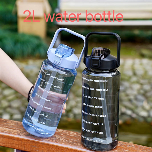 2L Motivational Water Bottle with Straw & Time Marker Sports Water Bottle Peaceful Pleasures Health and Wellness