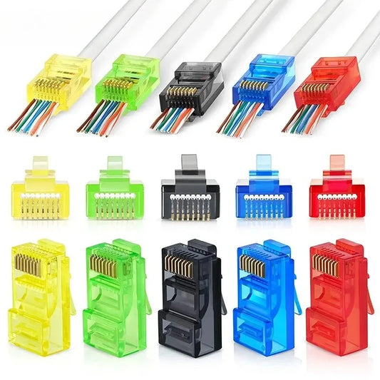 50PCS RJ45 Cat6 Pass Through Connectors, Assorted Colors EZ to Crimp Modular Plug for Solid Or Stranded UTP Network Cable Peaceful Pleasures Health and Wellness