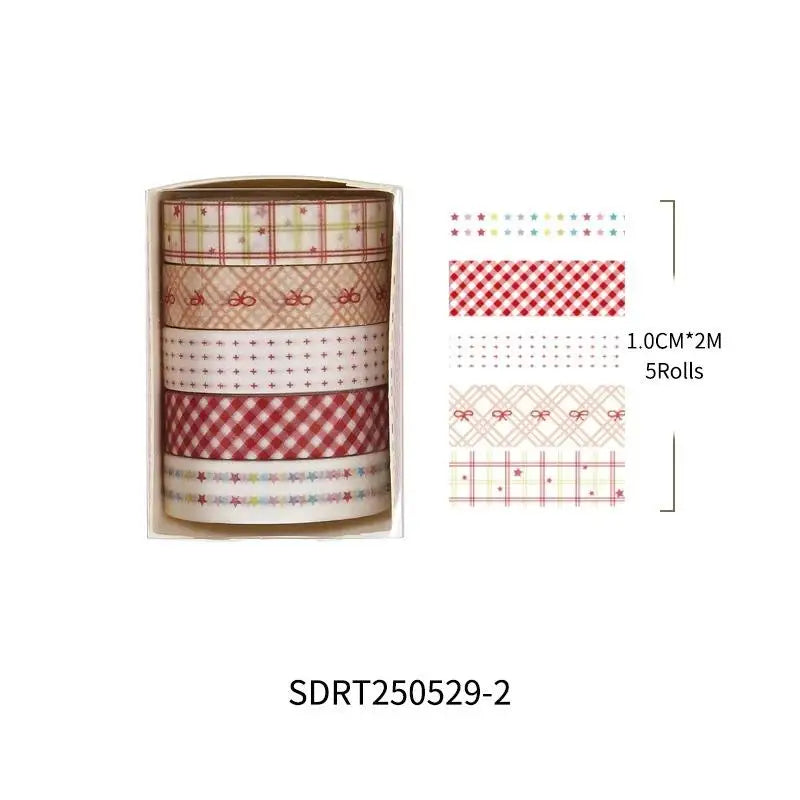 5-Pack Cherry Star Cartoon Washi Tape for Journals & Planners