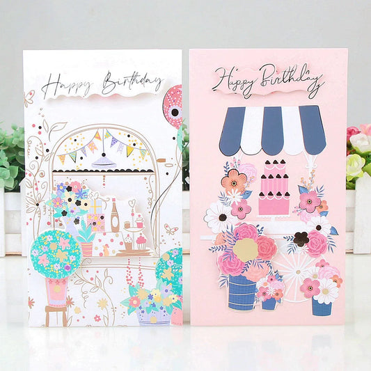 8 Sheets Birthday 3D Student Greeting Card Stamping Wishes Message Peaceful Pleasures Health and Wellness