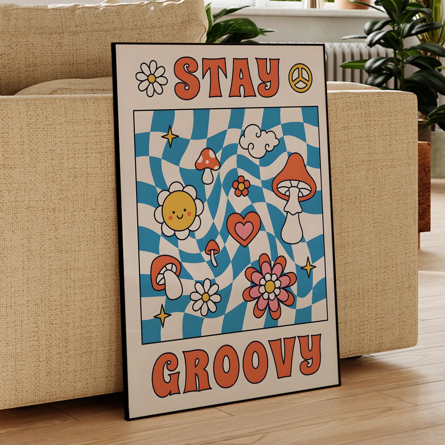 Stay Groovy Canvas Wall Art | Framed Poster for Home Decor