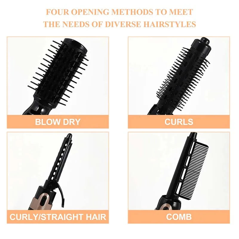 Portable salon hot air hair dryer, brush set, curling iron, comb, interchangeable brush head, automatic curling iron Peaceful Pleasures Health and Wellness