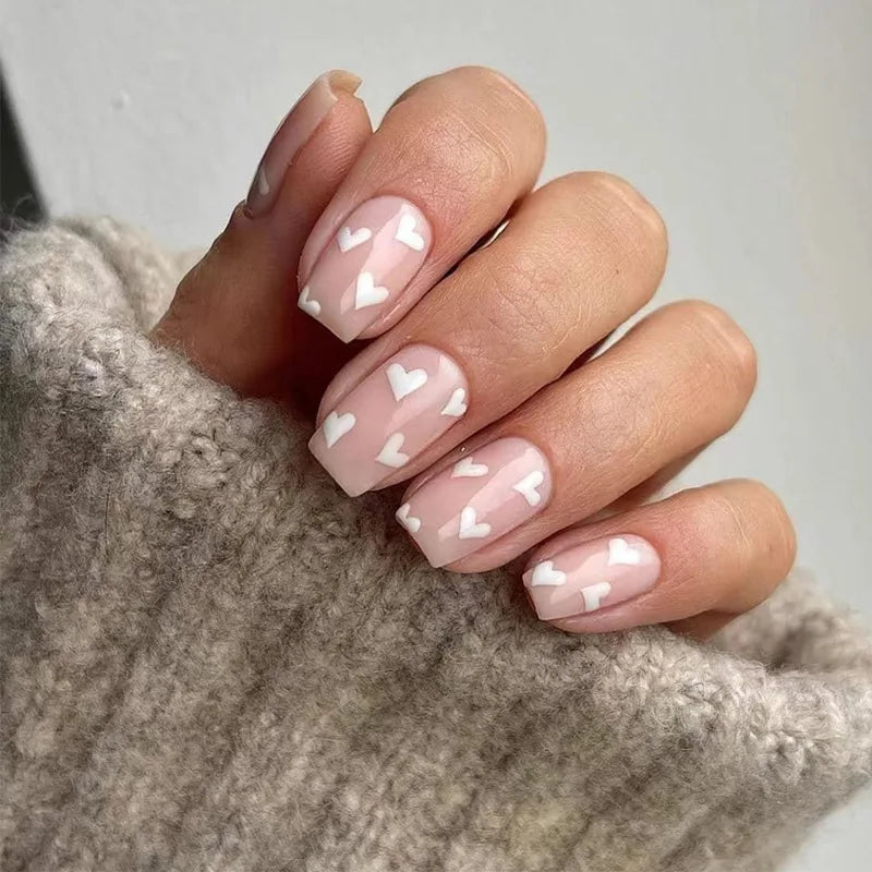 Valentine's Day Press On Nails | Short Oval Pink & Red 24pc