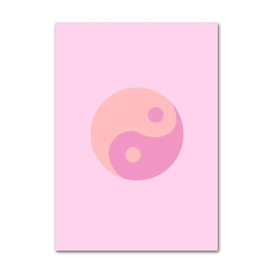 Abstract Danish Pastel Canvas Wall Art | Purple Smiley Flower