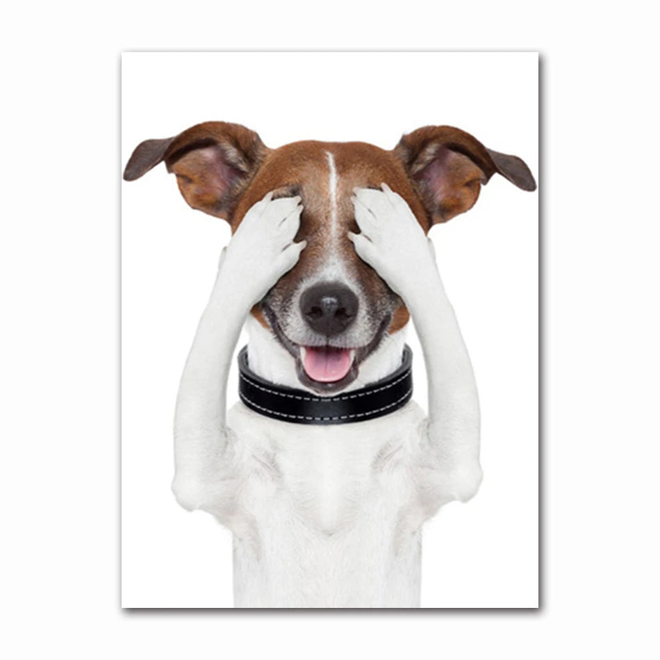Funny Animal Dog Read Newspaper Oil Painting on Canvas Wall Art Poster Prints Wall Art Picture for Bathroom Toilet Decoration Peaceful Pleasures Health and Wellness