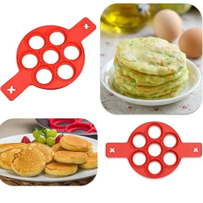 Silicone 7-hole Circular Frying Pan Breakfast Pancake Mold DIY Baking Tool Peaceful Pleasures Health and Wellness