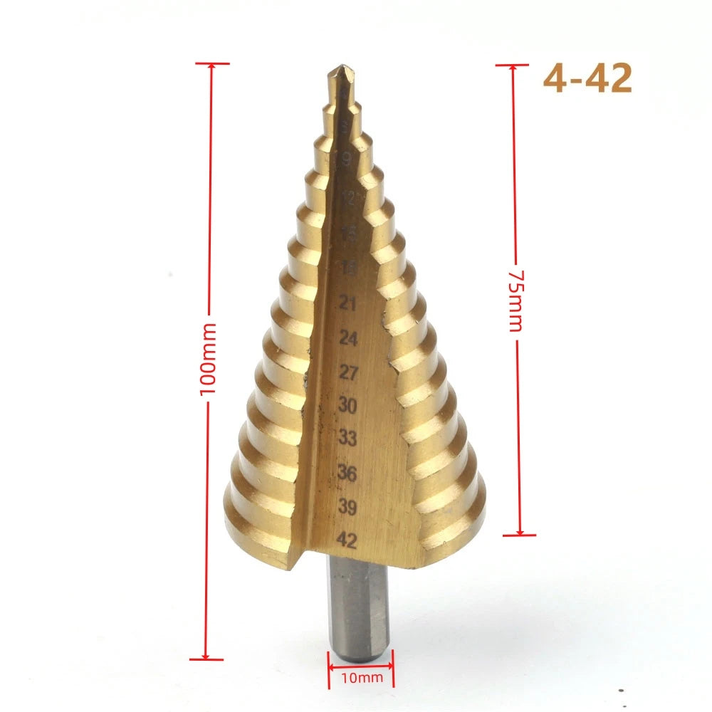 HSS Titanium Step Drill Bit 4–42mm | Metal Wood Plastic Peaceful Pleasures Health and Wellness