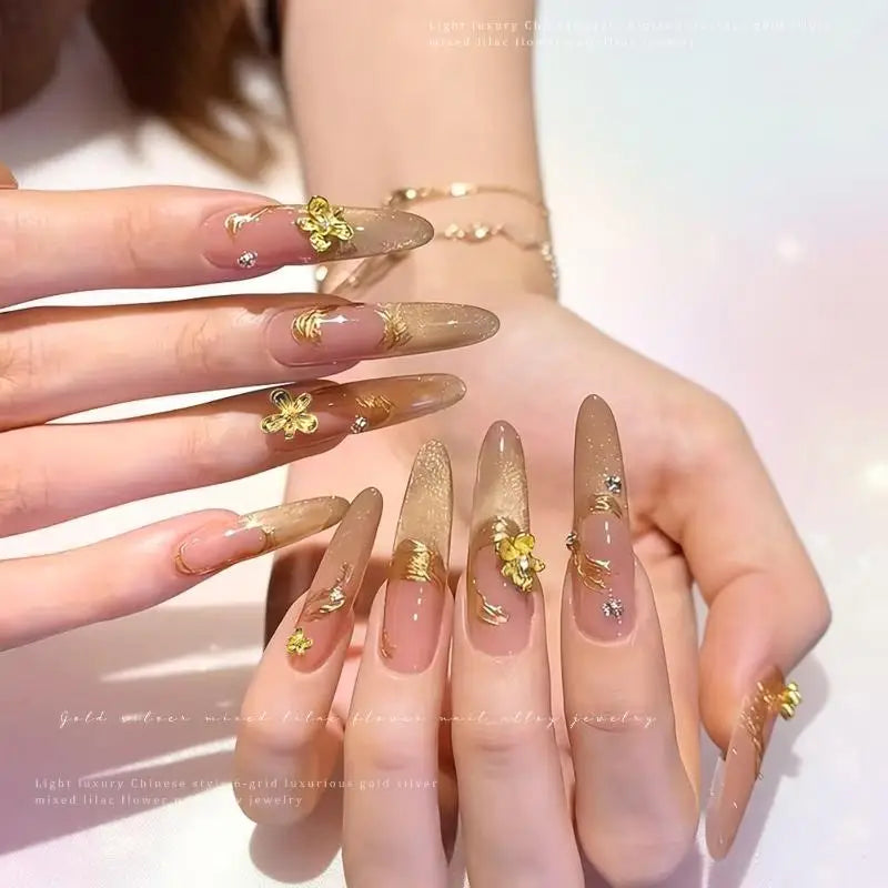20/30pcs 3D Alloy Flower Nail Art Charms Japanese Silver Gold Lilac Flower Nail Art Decorations Manicure Accessories Peaceful Pleasures Health and Wellness