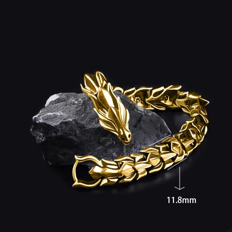Retro Dragon Head Men's Bracelet | Punk Dragon Scale Charm