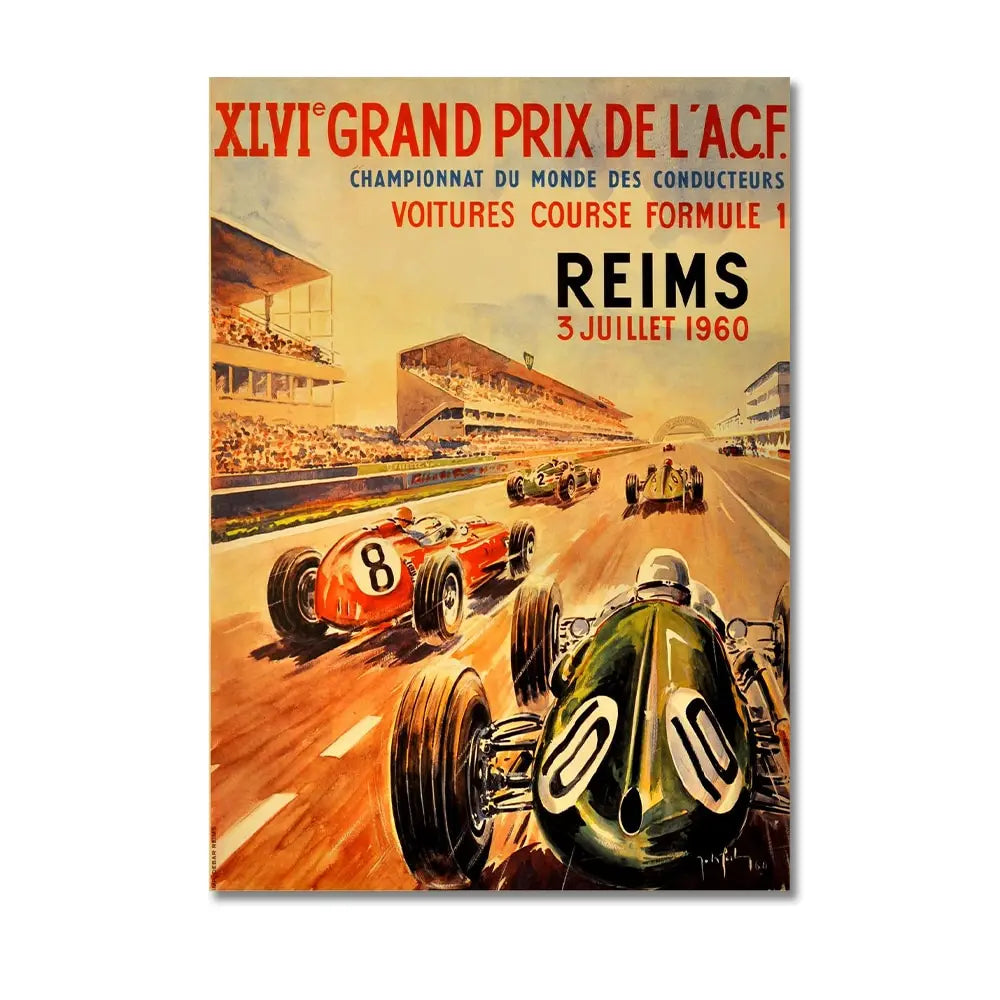 Monaco Grand Prix Vintage Racing Canvas Wall Art Print