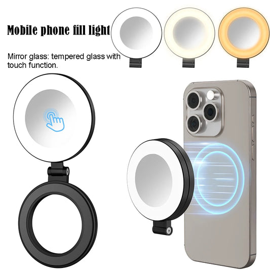 Mirror With Light For Cell Phone Led Light Mobile Selfie Ring Lamp Video Shooting Light Led Photography Lighting Fill Light Ring Peaceful Pleasures Health and Wellness