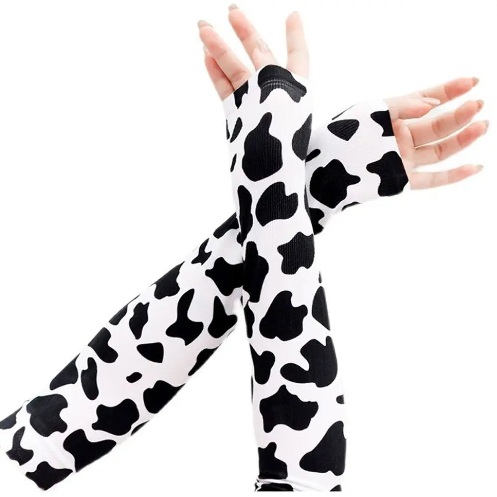 Cow Print Ice Silk Sun Sleeves – Cooling UV Arm Cover Pair
