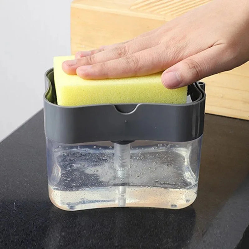 Dishwashing Cleaning Kit Portable Press Soap Dispenser Pot with Detergent Bottle Clean Cloth for Kitchen Peaceful Pleasures Health and Wellness