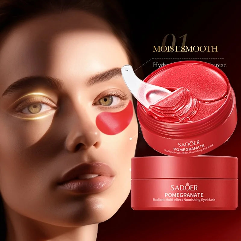 Pomegranate Eye Mask Multi-Effect Nourishing And Moisturizing Eye Patch for Hydrating the Eye Area 60pcs/bottle-1 bottle Peaceful Pleasures Health and Wellness
