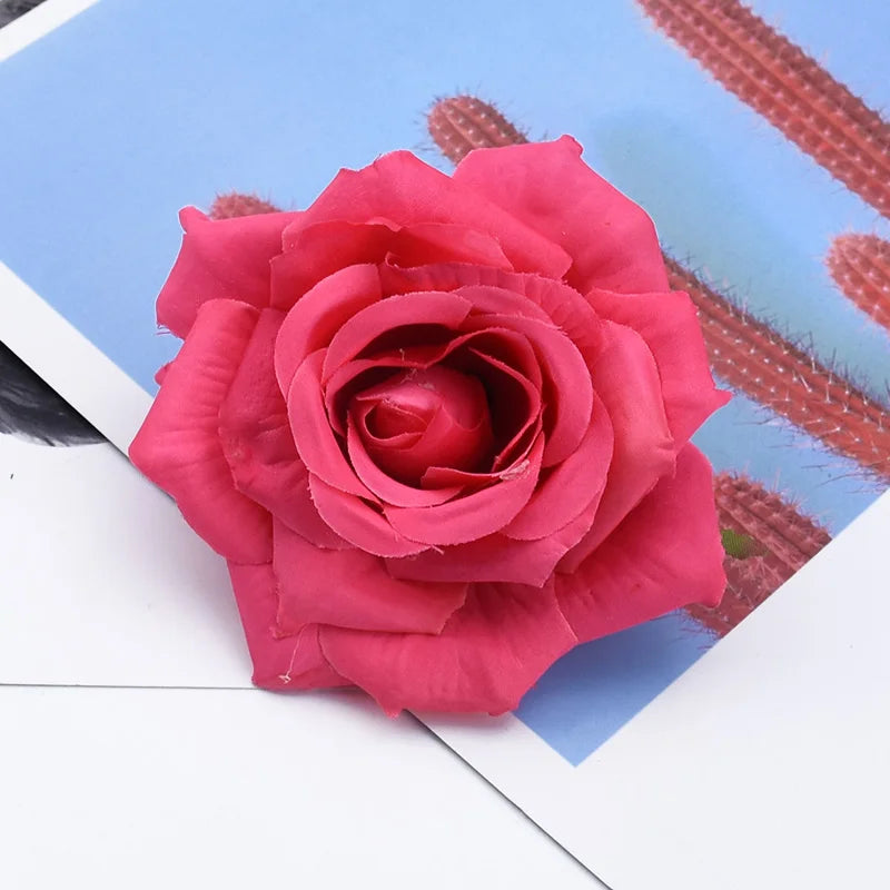 Artificial Silk Rose Flower Heads 5/10 Pcs – Wedding & Decor