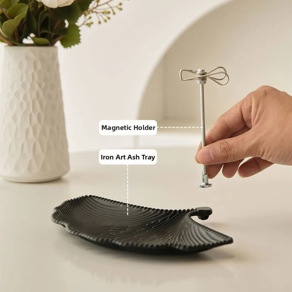 Leaf-Shaped Mosquito Coil Holder with Tray | Nordic Metal Stand