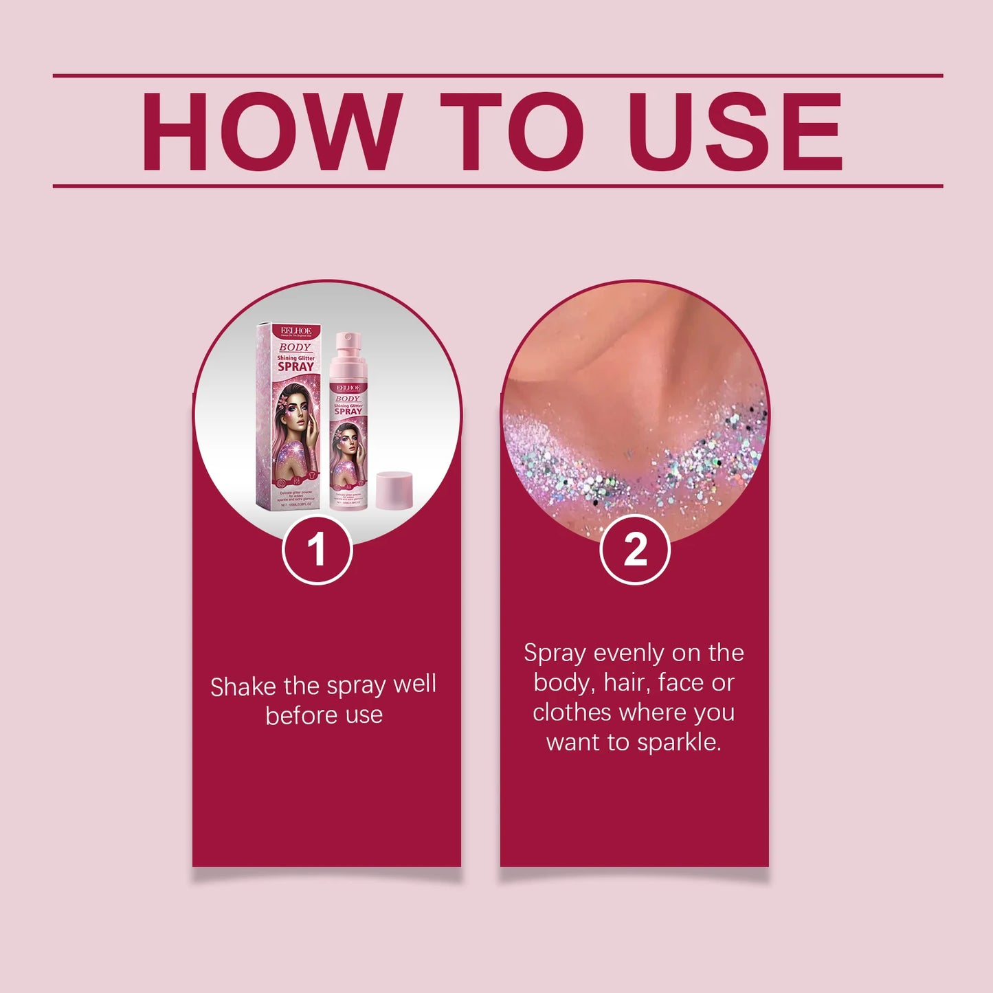 Makeup Glitter Spray Instantly Enhancing Radiance Emit Charming Radiance Quick Drying Brightening Waterproof Party Glitter Spray Peaceful Pleasures Health and Wellness