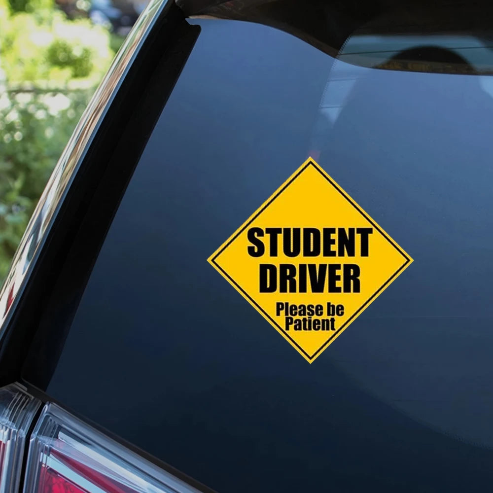 Student Driver Sticker Yellow Safety Decal School Teen Driver 5.5in 2Pack Peaceful Pleasures Health and Wellness