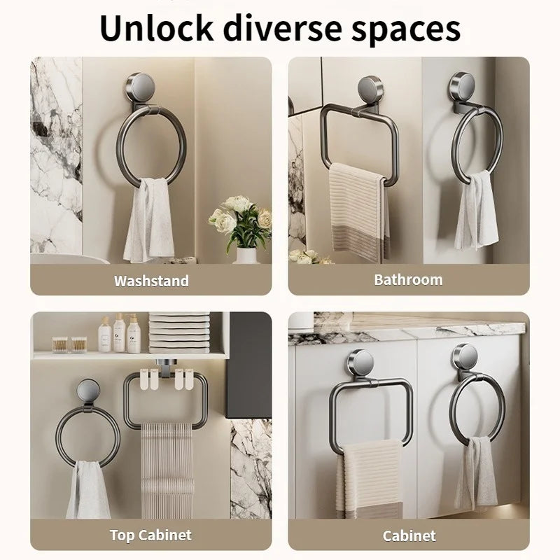 Drill-Free Suction Cup Towel Ring | Aluminum Alloy Wall Mount