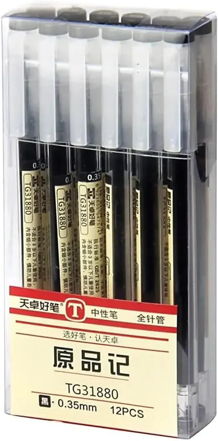 0.35mm Ultra Fine Gel Ink Pens, Quick-Drying Rollerball for Office School Writing, 12-Pack Black Peaceful Pleasures Health and Wellness United States