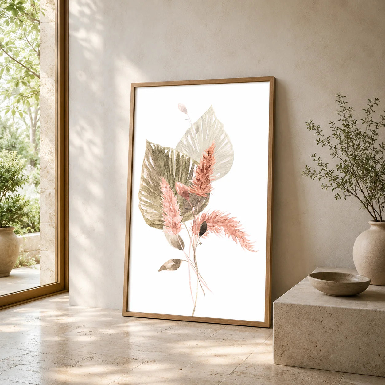 Nordic Botanical Canvas Wall Art – Minimalist Floral Poster Print Canvas Wall Art Peaceful Pleasures Health and Wellness