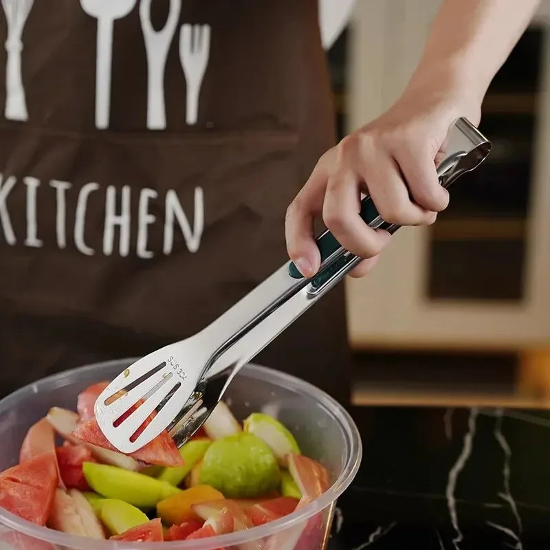 Stainless Steel Non-Slip Food Tongs | BBQ Grill Kitchen Clamp