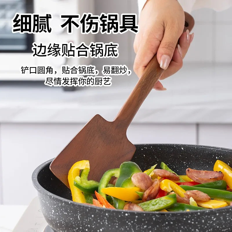 1PC-Wooden spatula for non-stick pan; special wooden cooking utensil for home kitchen use; anti-scalding spatula Peaceful Pleasures Health and Wellness