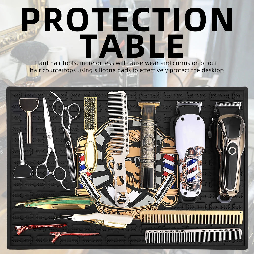 Hairdressing Tool Storage Mat Non-Slip PVC Barber Mat Hair Clippers Combs and Salon Equipment - Essential Hair Salon Accessories Peaceful Pleasures Health and Wellness