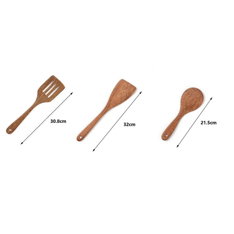 Wooden Spatula Set – Non-Stick Safe Kitchen Cooking Utensils