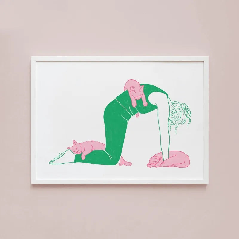 Modern Minimalist Line Girl Illustration Poster Girly Busy Resting Reading Book Canvas Painting Wall Art Living Room Home Dec Peaceful Pleasures Health and Wellness 6 20x30cm Unframed