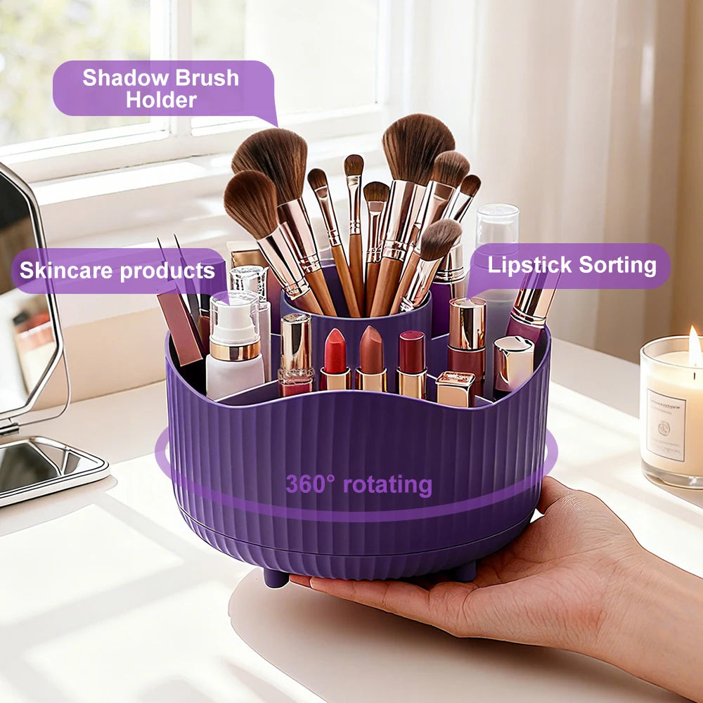 Rotating Makeup Organizer – Desktop Storage for Brushes & Beauty