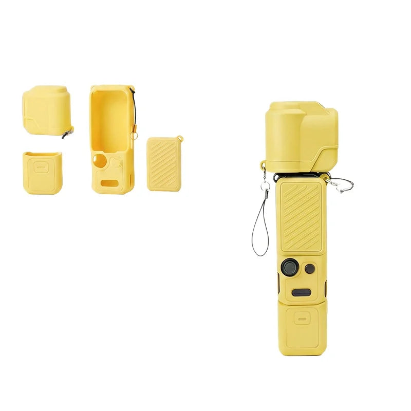 Silicone Cases Lens Cases Screen Cases For DJI Pocket 4 Shock-Resistant And Drop-Proof Dust-Proof To Protect Your Camera Peaceful Pleasures Health and Wellness yellow