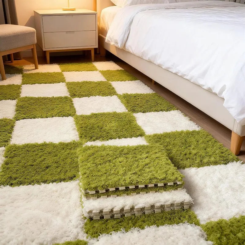 10PCS Fluffy Shaggy Carpet Tiles – Thick Non-Slip Soft Rug Mats