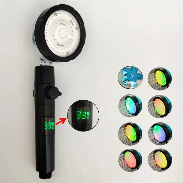LED Temperature Display High-Pressure Handheld Shower Head Set