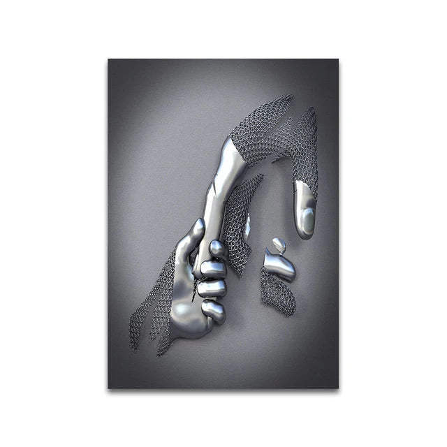 Abstract Couple Portrait Canvas Wall Art | Nordic Pop Print