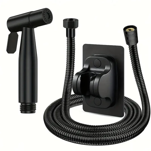SUS304 Stainless Steel Handheld Bidet Sprayer Set – Hose & Bracket Handheld Bidet Sprayer Peaceful Pleasures Health and Wellness Black