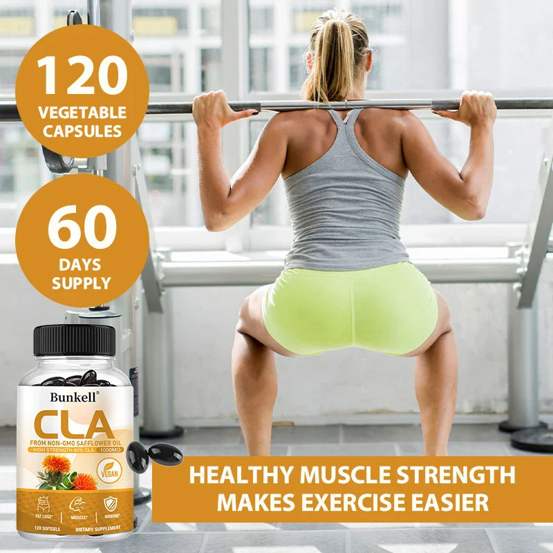 CLA 1000mg Supplement – 80% Active CLA from Safflower Oil