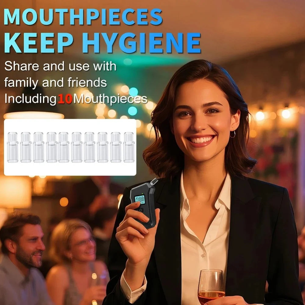 Breath Alcohols Tester,High-Accuracy Breathalyzers with LCD Display Portable Rechargeable Diagnostics Tool For Alcohols Testing Peaceful Pleasures Health and Wellness