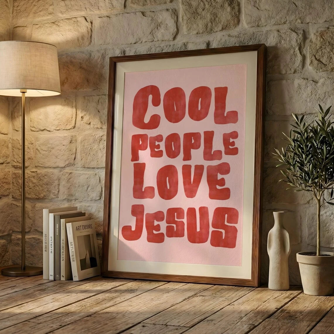 "Cool People Love Jesus" Christian Quote Canvas Wall Art