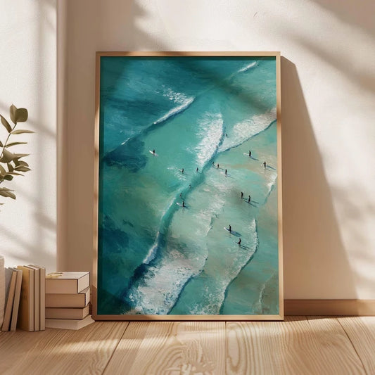 Blue Ocean Surfing Canvas Wall Art Print | Beach Home Decor Canvas Wall Art Print Peaceful Pleasures Health and Wellness G4547 40x60cm Unframed