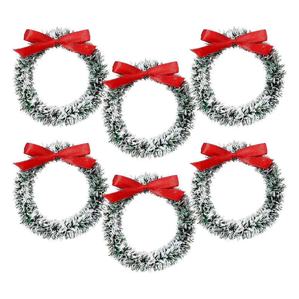 Small Christmas Wreath 6 Pieces Hangable Realistic Bow Small Kitchen Cabinet Wreaths For Window Mantel Restaurant Wall Front Peaceful Pleasures Health and Wellness 6PCS China Mainland