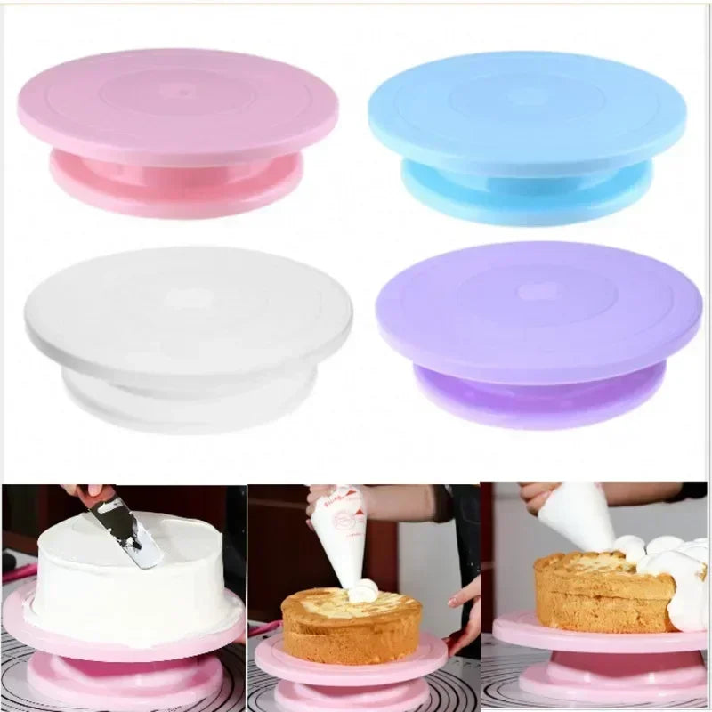 Plastic Cake Turntable Dough Pastry Decorating Cake Stand Rotary Table DIY Pan Round Cookie Stand Rotating Cake Rotary Table Peaceful Pleasures Health and Wellness